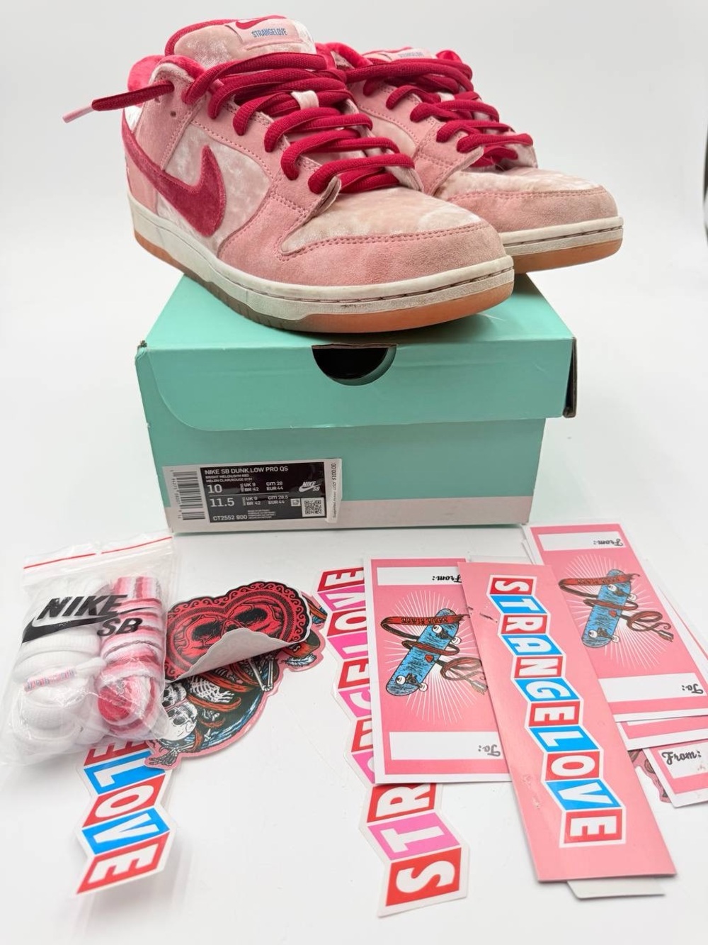 Nike SB Dunk Low StrangeLove CT2552-800 Size 10 Pink Red Box Extras